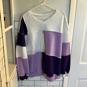 Purple & White Colorblock Sweatshirt from SHEIN